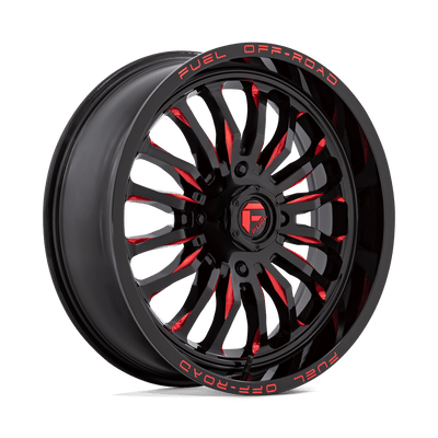 Fuel UTV - D822 ARC UTV - Black - GLOSS BLACK MILLED RED - 20" x 7", 13 Offset, 4x137 (Bolt Pattern), 110.1mm HUB