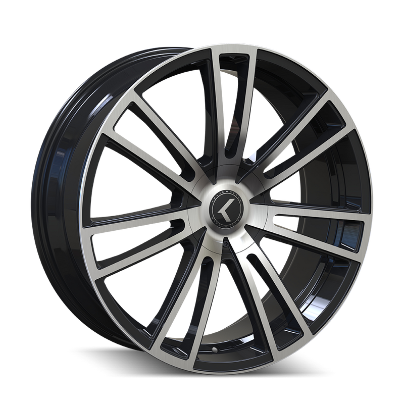 Kraze Wheels - SPECTRA - Black - GLOSS BLACK/MACHINED - 18" x 8", 40 Offset, 5x115/120 (Bolt Pattern), 74.1mm HUB