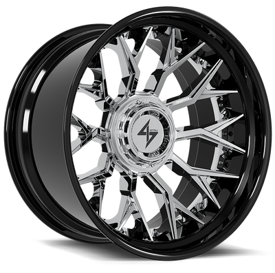 Sentali - BFX2 - Chrome - Gloss Black Lip / Chrome Centre - 24" x 12", -44 Offset, 5x127/139.7 (Bolt pattern), 78.10mm HUB