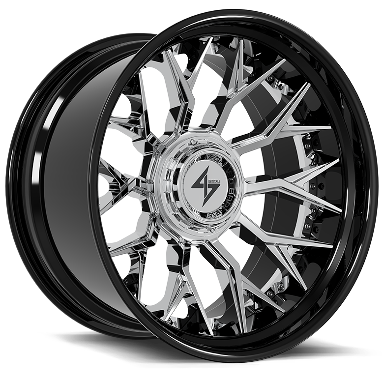 Sentali - BFX2 - Chrome - Gloss Black Lip / Chrome Centre - 24" x 12", -44 Offset, 5x127/139.7 (Bolt pattern), 78.10mm HUB
