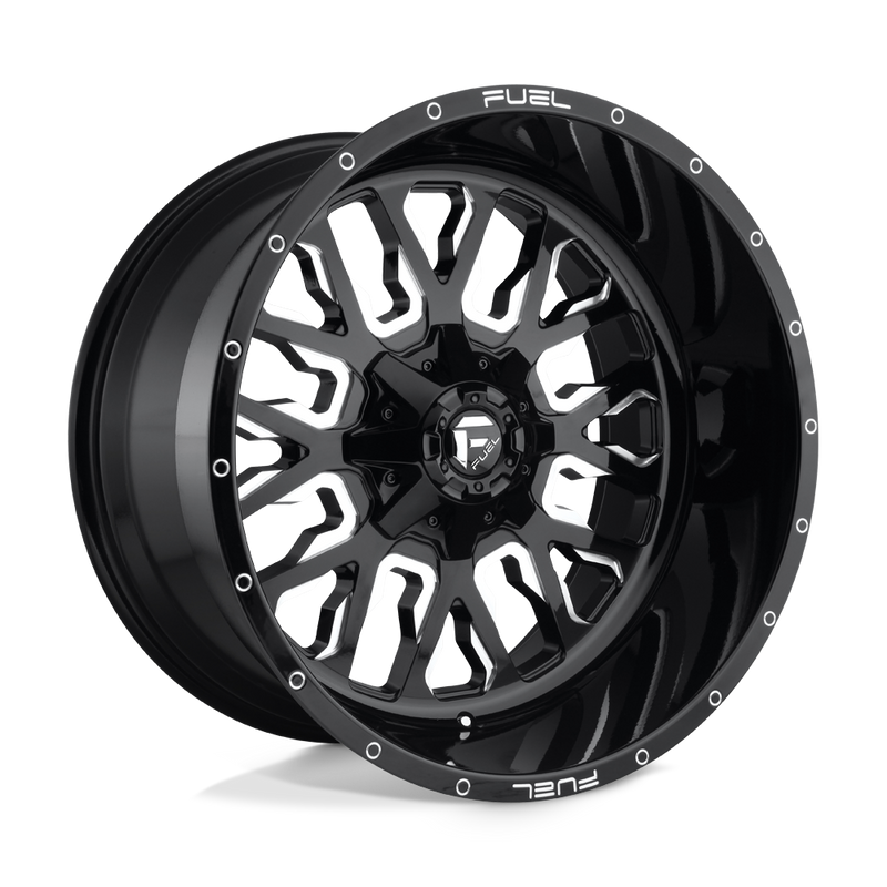 Fuel - D611 STROKE - Black - GLOSS BLACK MILLED - 20" x 10", -19 Offset, 6x135/139.7 (Bolt Pattern), 106.1mm HUB
