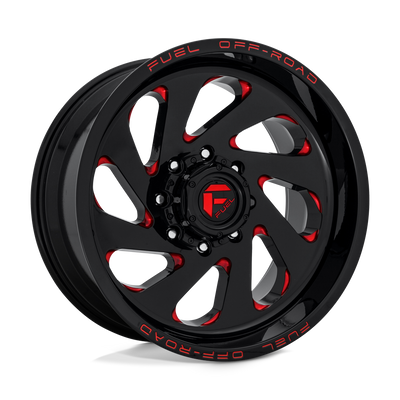 Fuel - D638 VORTEX - Black - GLOSS BLACK RED TINTED CLEAR - 20" x 10", -18 Offset, 8x170 (Bolt Pattern), 125.1mm HUB