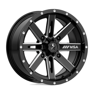 MSA Offroad Wheels - M41 BOXER - Black - GLOSS BLACK MILLED - 15" x 7", 10 Offset, 4x110 (Bolt Pattern), 86mm HUB