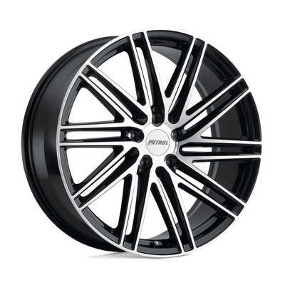 Petrol Wheels - P1C - Black - GLOSS BLACK WITH MACHINED FACE - 18" x 8", 40 Offset, 5x112 (Bolt Pattern), 72.1mm HUB