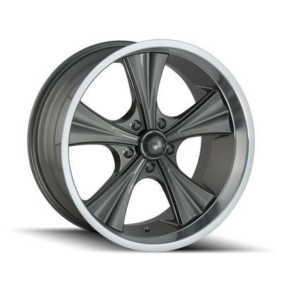 Ridler - 651 - Grey - GREY/MACHINED LIP - 18" x 8", 0 Offset, 5x114.3 (Bolt Pattern), 83.82mm HUB