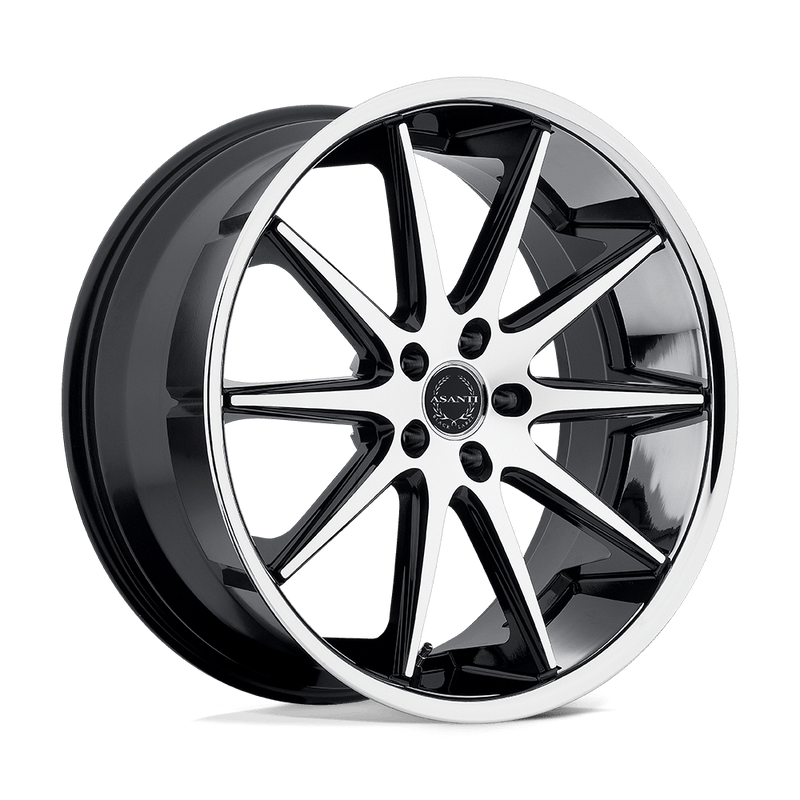 Asanti Black - ABL-4 CAPELLA - Black - MACHINED FACE SS LIP - 20" x 8.5", 40 Offset, 5x114.3 (Bolt Pattern), 74.1mm HUB