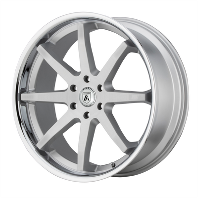 Asanti Black - ABL-32 KAISER - Silver - BRUSHED SILVER CHROME LIP - 22" x 9.5", 3 Offset, 6x139.7 (Bolt Pattern), 100.3mm HUB