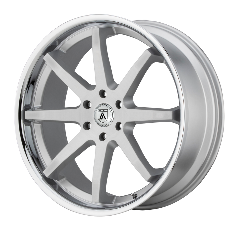Asanti Black - ABL-32 KAISER - Silver - BRUSHED SILVER CHROME LIP - 22" x 9.5", 3 Offset, 6x139.7 (Bolt Pattern), 100.3mm HUB