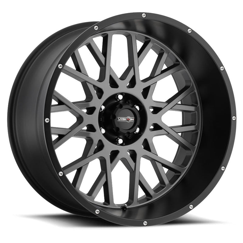 Vision Wheel Off-Road - 412 ROCKER - Black - Anthracite with Satin Black Lip - 20" x 9", 10 Offset, 6x139.7 (Bolt Pattern), 106.2mm HUB