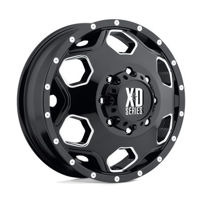 XD Series - XD815 BATALLION - Black - Gloss Black With Milled Accents - 22" x 8.25", -175 Offset, 8x170 (Bolt Pattern), 125.1mm HUB