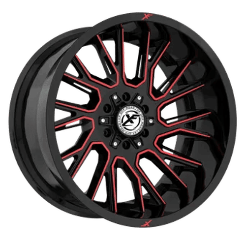 XF Off-Road - XF-230 - Black - Black Machined Red - 22" x 10", -18 Offset, 8x165.1/170 (Bolt pattern), 125.2mm HUB