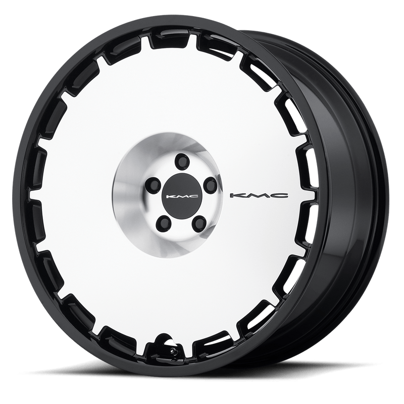 KMC Wheels - KM689 SKILLET - Black - GLOSS BLACK MACHINED FACE - 24" x 9.5", 15 Offset, 6x139.7 (Bolt Pattern), 106.1mm HUB