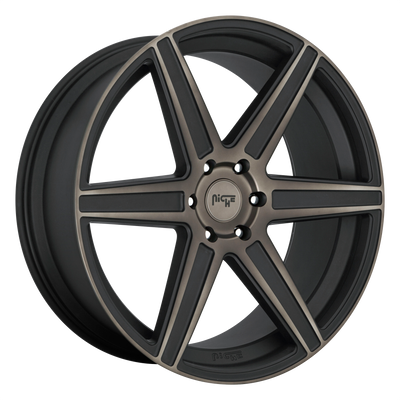 Niche - M236 CARINA - Gunmetal - MATTE MACHINED DOUBLE DARK TINT - 24" x 10", 3 Offset, 5x150 (Bolt Pattern), 110.1mm HUB