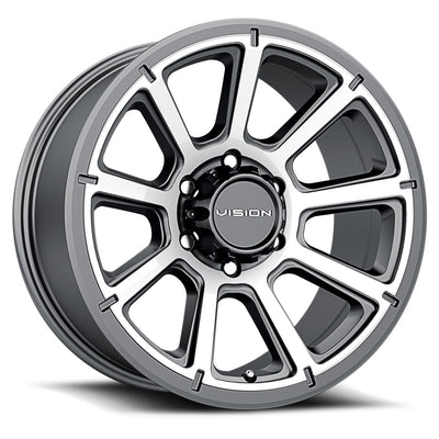Vision Wheel Off-Road - 353 TURBINE - Gunmetal - Gunmetal Machined Face - 20" x 9", 18 Offset, 6x139.7 (Bolt Pattern), 106.2mm HUB