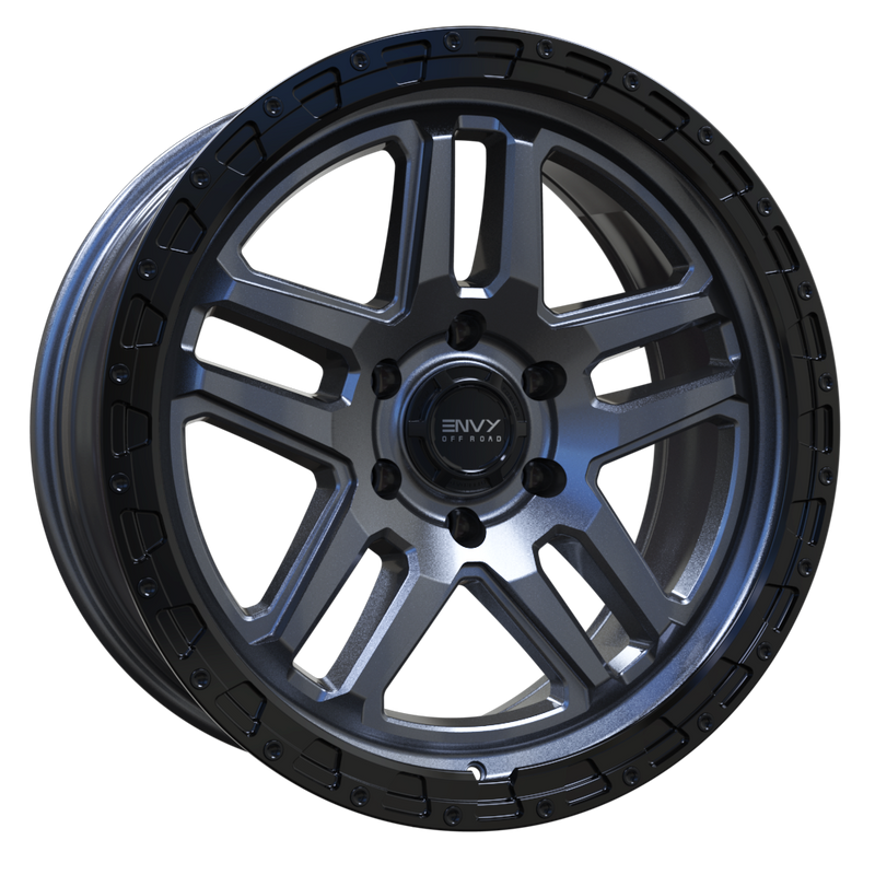 Envy Wheels - FFT-9 - Black - LIQUID METAL / GLOSS BLACK BEADLOCK - 17" x 8", 25 Offset, 6x139.7 (Bolt Pattern), 106.1mm HUB
