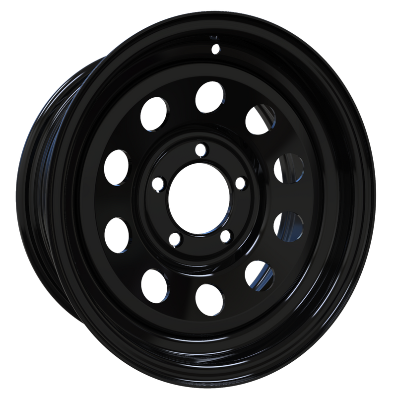 Envy Wheels - TRAILER STEEL MODULAR - Black - GLOSS BLACK - 14" x 6", 0 Offset, 5x114.3 (Bolt Pattern), 84mm HUB