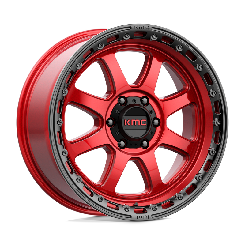 KMC Wheels - KM548 CHASE - CANDY RED WITH BLACK LIP - 20" x 9", 18 Offset, 6x139.7 (Bolt Pattern), 106.1mm HUB