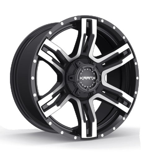 KranK Off-road - Caliper - Black - Gloss Black Machined - 20" x 9", 18 Offset, 6x135/139.7 (Bolt Pattern), 108mm HUB