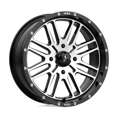 MSA Offroad Wheels - M38 BRUTE - Black - GLOSS BLACK MACHINED - 18" x 7", 10 Offset, 4x156 (Bolt Pattern), 132mm HUB