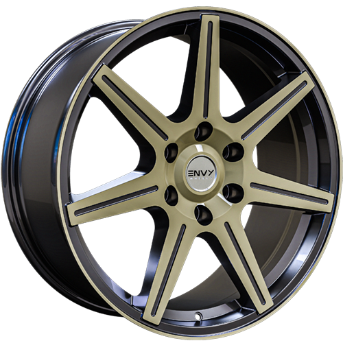 Envy Wheels - ELITE - Black - BLACK WITH BRUSHED TITANIUM GREY FACE - 18" x 8", 25 Offset, 6x135 (Bolt Pattern), 87.1mm HUB