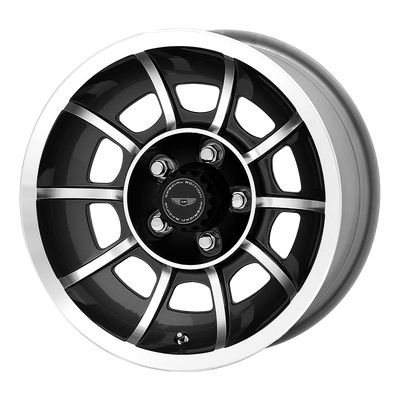 American Racing Vintage - VN47 VECTOR - Black - SATIN BLACK MACHINED - 15" x 8.5", 6 Offset, 5x120.65 (Bolt Pattern), 86mm HUB