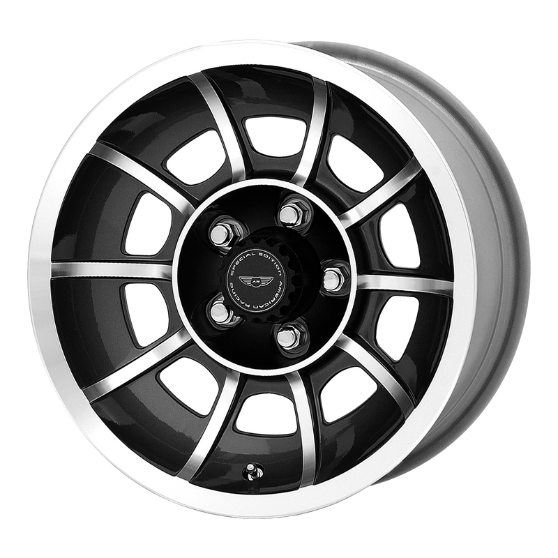 American Racing Vintage - VN47 VECTOR - Black - SATIN BLACK MACHINED - 15" x 8.5", 6 Offset, 5x120.65 (Bolt Pattern), 86mm HUB