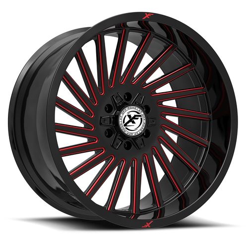 XF Off-Road - XF-239 - Black - Gloss Black Milled Red - 22" x 12", -44 Offset, 6x135/139.7 (Bolt pattern), 106.4mm HUB
