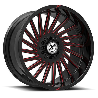XF Off-Road - XF-239 - Black - Gloss Black Milled Red - 20" x 9", 12 Offset, 6x135/139.7 (Bolt pattern), 106.4mm HUB