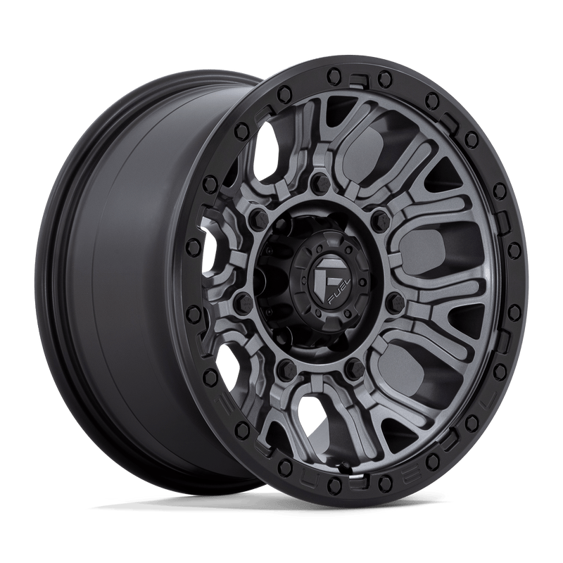 Fuel - D825 TRACTION - Gunmetal - MATTE GUNMETAL WITH BLACK RING - 17" x 9", 1 Offset, 6x139.7 (Bolt Pattern), 106.1mm HUB