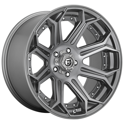 Fuel - D705 SIEGE - Gunmetal - BRUSHED GUN METAL TINTED CLEAR - 18" x 9", -12 Offset, 8x180 (Bolt Pattern), 124.2mm HUB