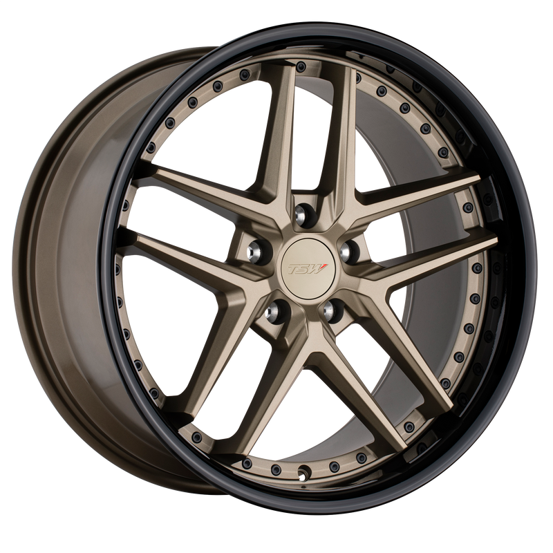 TSW Wheels - PREMIO - Gunmetal - MATTE BRONZE W/ GLOSS BLACK LIP - 19" x 9.5", 4 Offset, 5x120 (Bolt Pattern), 76.1mm HUB