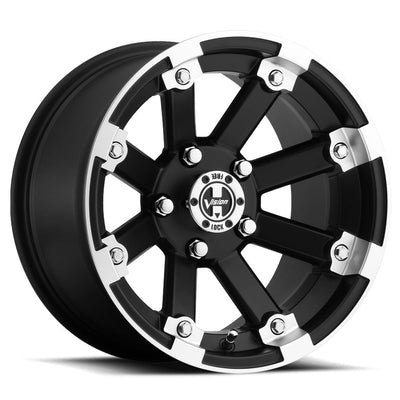 Vision Wheel ATV - 393 LOCKOUT - Black - Matte Black Machined Lip - 14" x 8", _10_2 Offset, 5x114.3 (Bolt Pattern), 79.4mm HUB