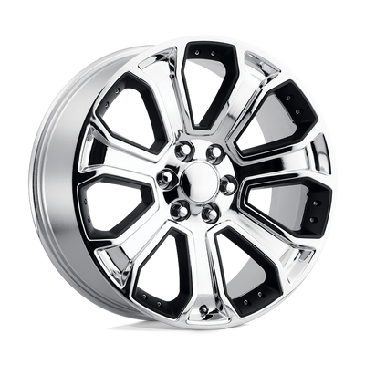 OE Creations - PR113 - Chrome - CHROME WITH MATTE BLACK ACCENTS - 22" x 9", 24 Offset, 6x139.7 (Bolt Pattern), 78.1mm HUB