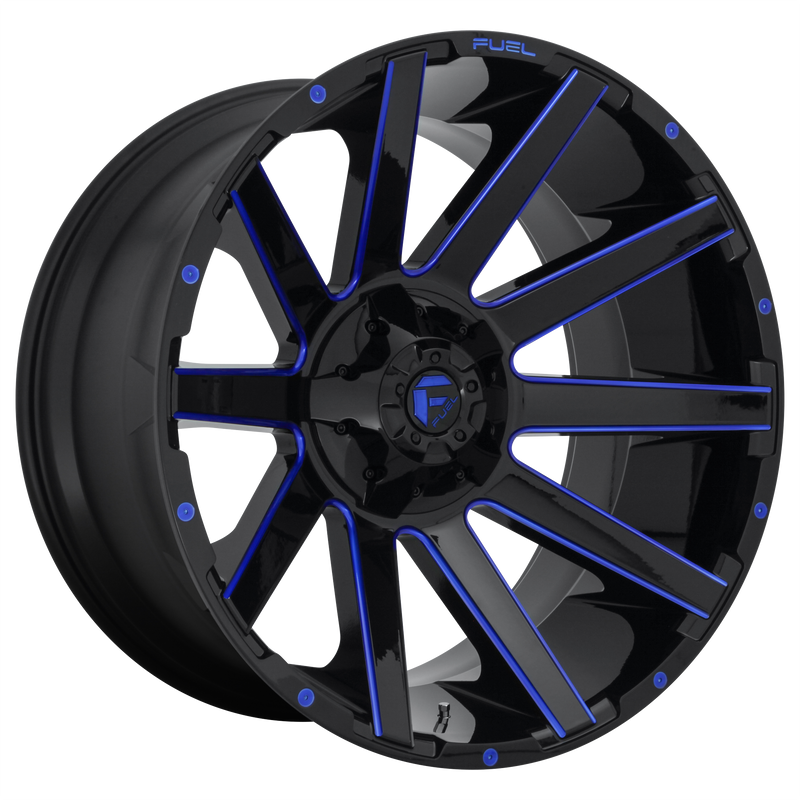 Fuel - D644 CONTRA - Black - GLOSS BLACK BLUE TINTED CLEAR - 20" x 9", 1 Offset, 8x170 (Bolt Pattern), 125.1mm HUB