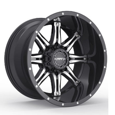 KranK Off-road - Shaft - Black - Gloss Black Machined - 20" x 9", 0 Offset, 5x127/139.7 (Bolt Pattern), 77.8mm HUB