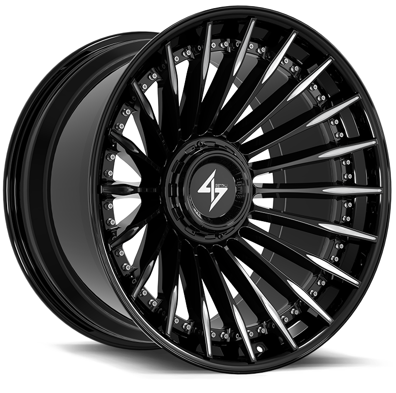 Sentali - BFX1 - Black - Gloss Black Lip / Gloss Black Milled Centre - 22" x 10", -24 Offset, 8x165.1/180 (Bolt pattern), 125.20mm HUB