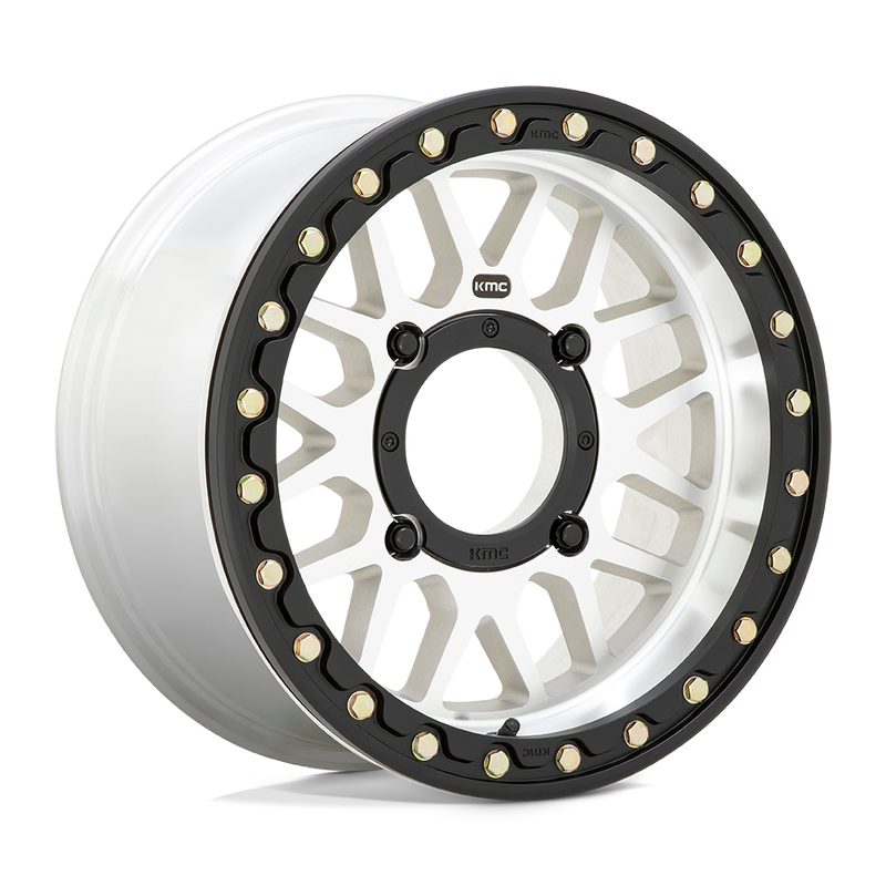 KMC Powersports - KS235 GRENADE BEADLOCK - Silver - MACHINED - 14" x 10", 0 Offset, 4x110 (Bolt Pattern), 86mm HUB