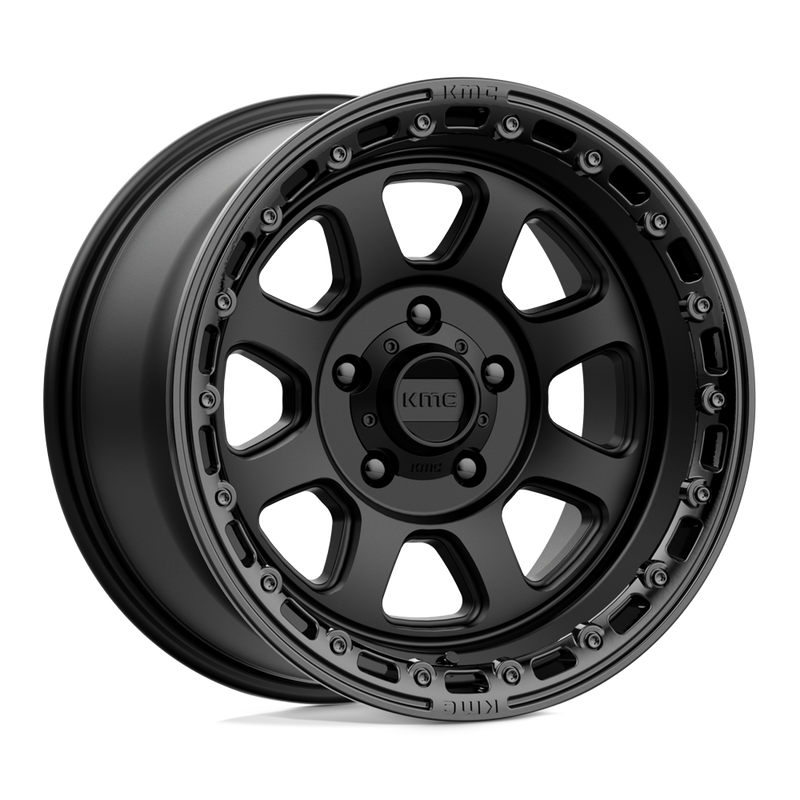 KMC Wheels - KM548 CHASE - Black - SATIN BLACK WITH GLOSS BLACK LIP - 17" x 9", 0 Offset, 6x139.7 (Bolt Pattern), 106.1mm HUB