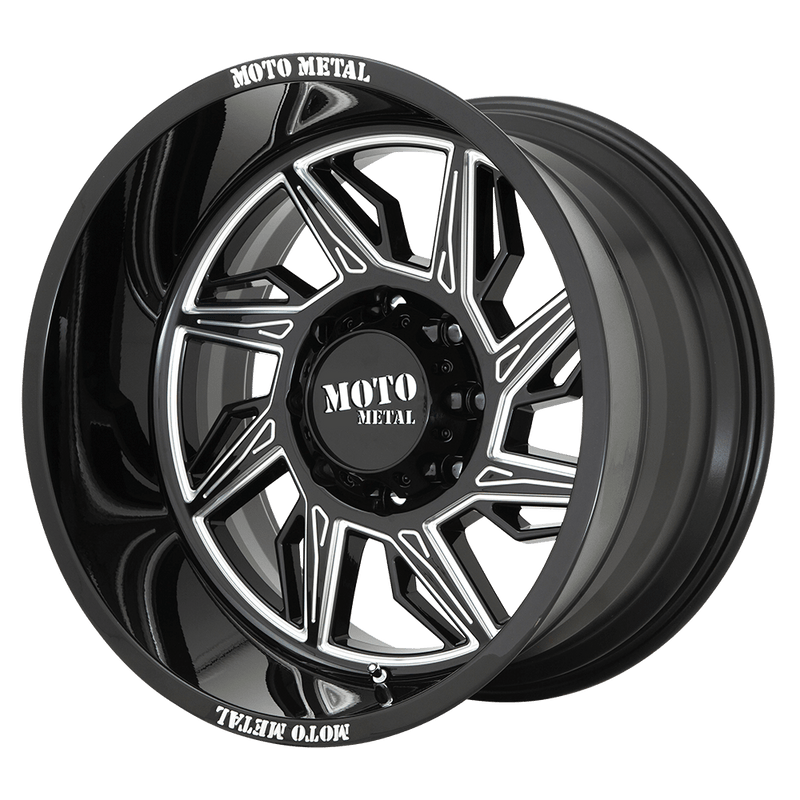 Moto Metal - MO997 HURRICANE - Black - GLOSS BLACK MILLED - RIGHT DIRECTIONAL - 22" x 12", -44 Offset, 6x135 (Bolt Pattern), 87.1mm HUB