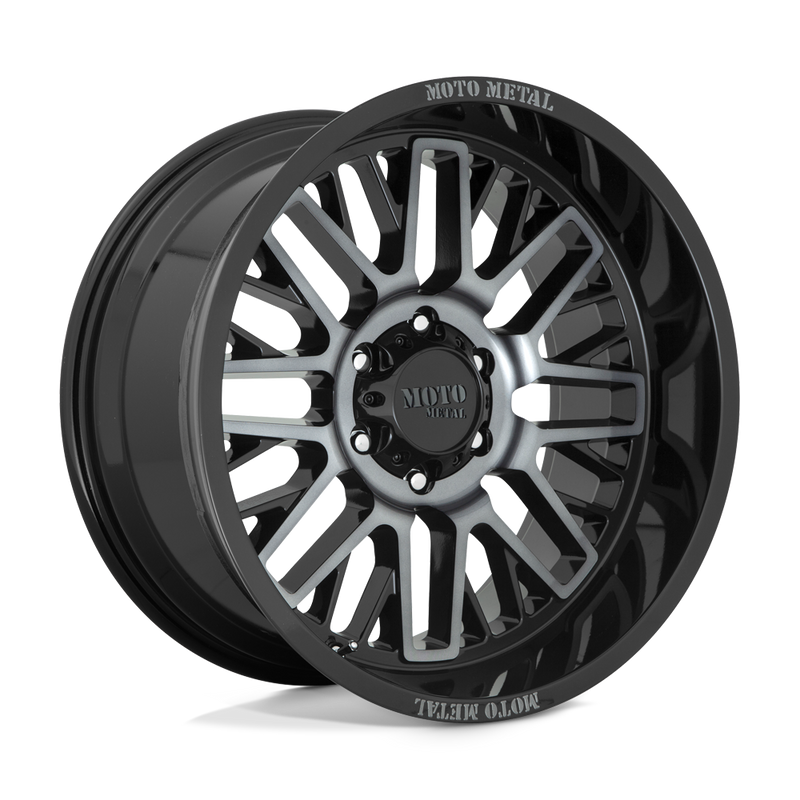Moto Metal - MO802 - Black - GLOSS BLACK MACHINED WITH GRAY TINT - 20" x 9", 18 Offset, 6x135 (Bolt Pattern), 87.1mm HUB