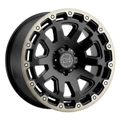 Black Rhino - RAZORBACK - Black - Matte Black with Machined Dark Tint Lip - 20" x 12", -44 Offset, 6x139.7 (Bolt Pattern), 112.1mm HUB