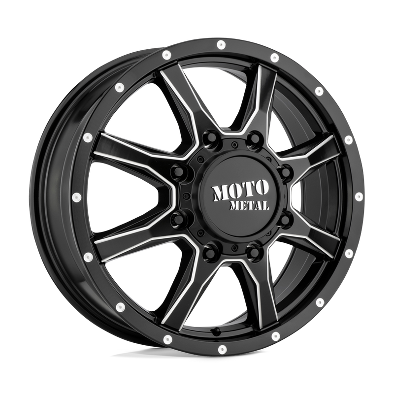 Moto Metal - MO995 - Black - Satin Black Milled - 20" x 8.25", 127 Offset, 8x210 (Bolt Pattern), 154.3mm HUB
