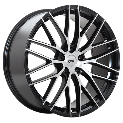 Dai Alloys - Rennsport - Black - Gloss Black - Machined Face - 17" x 7", 45 Offset, 5x112 (Bolt Pattern), 66.6mm HUB
