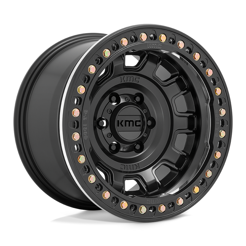 KMC Wheels - KM236 TANK BEADLOCK - Black - SATIN BLACK - 17" x 9", -38 Offset, 8x170 (Bolt Pattern), 125.1mm HUB
