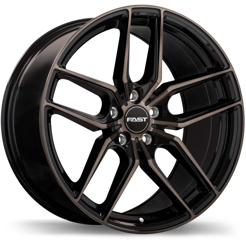 Fast Wheels - Aristo - Black - Gloss Black with Machined Face and Smoked Clear - 19" x 9.5", 30 Offset, 5x120 (Bolt Pattern), 72.6mm HUB