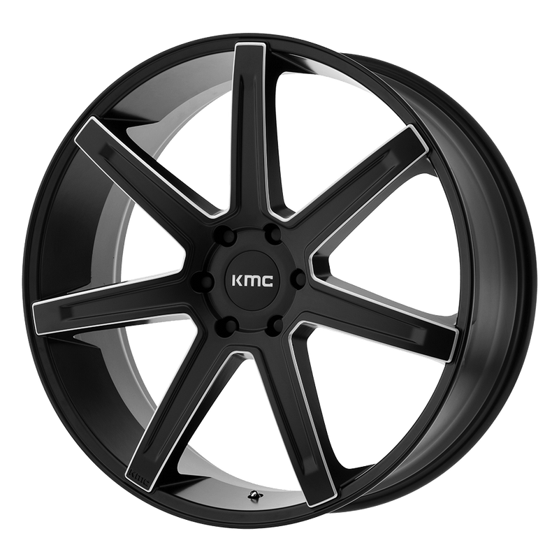 KMC Wheels - KM700 REVERT - Black - Satin Black Milled - 22" x 9.5", 38 Offset, 5x127 (Bolt Pattern), 72.6mm HUB