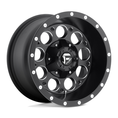 Fuel - D525 REVOLVER - Black - MATTE BLACK MILLED - 15" x 8", -18 Offset, 6x139.7 (Bolt Pattern), 108mm HUB