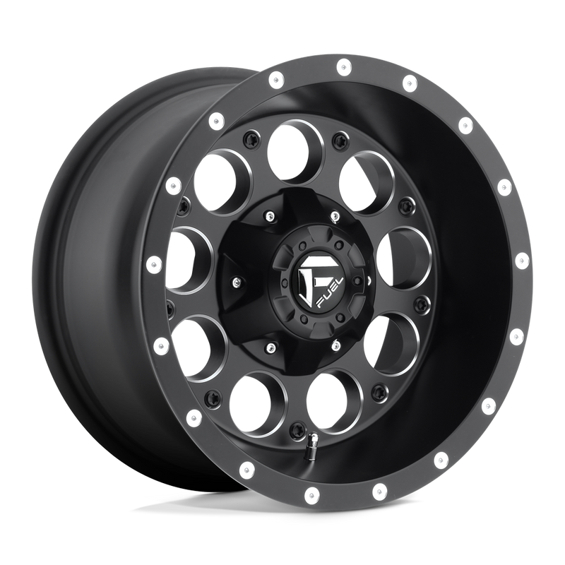 Fuel - D525 REVOLVER - Black - MATTE BLACK MILLED - 15" x 8", -18 Offset, 6x139.7 (Bolt Pattern), 108mm HUB