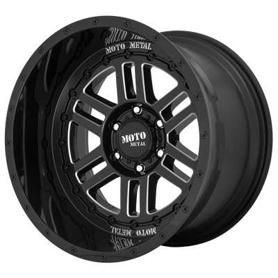 Moto Metal - MO800 DEEP SIX - Black - GLOSS BLACK MILLED - 20" x 10", -18 Offset, 8x170 (Bolt Pattern), 125.1mm HUB