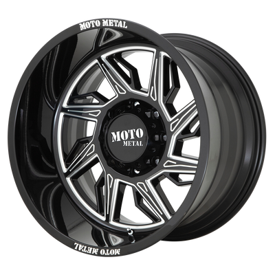 Moto Metal - MO997 HURRICANE - Black - GLOSS BLACK MILLED - RIGHT DIRECTIONAL - 20" x 12", -44 Offset, 8x170 (Bolt Pattern), 125.1mm HUB
